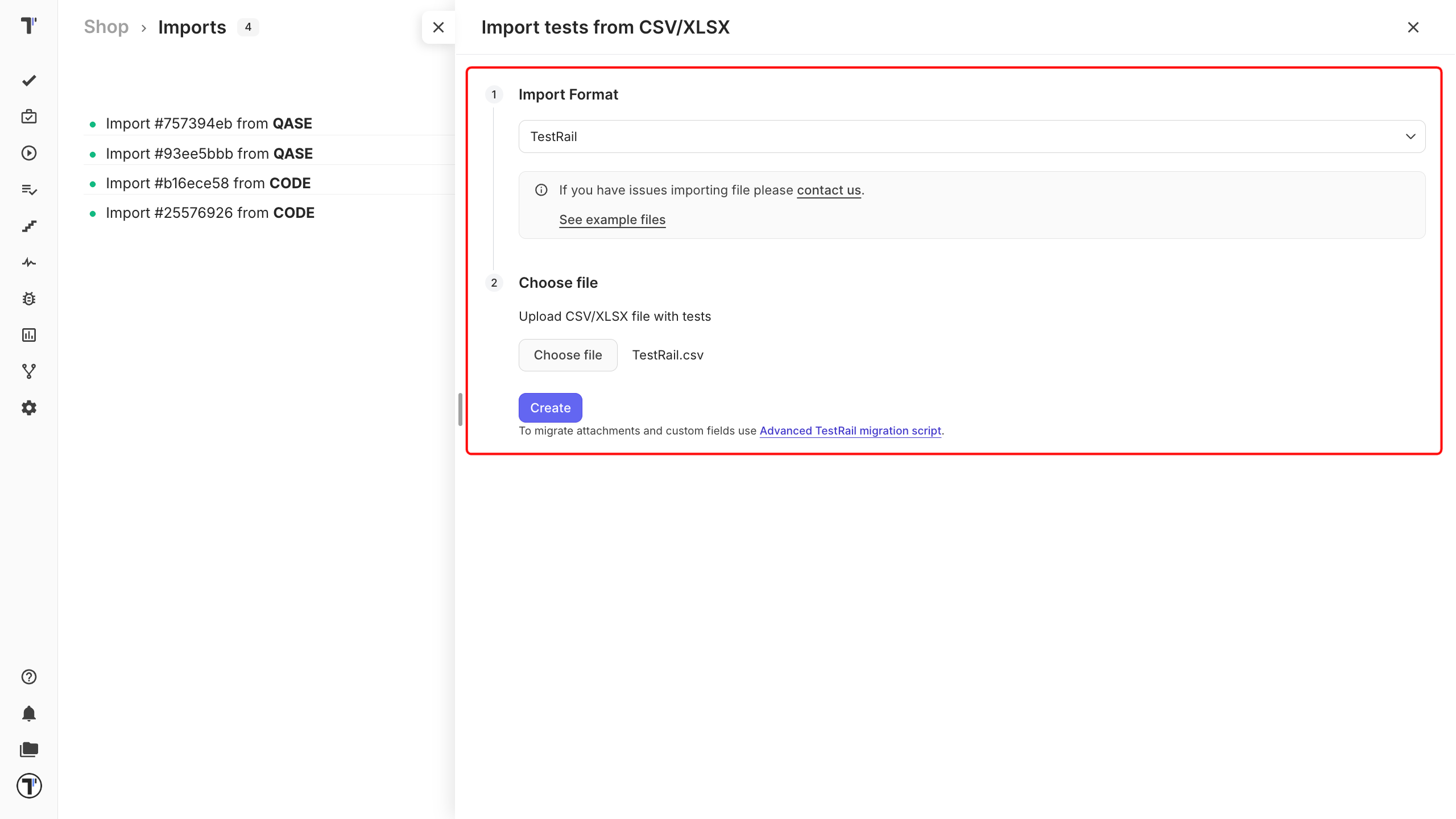 image Import from Spreadsheet button